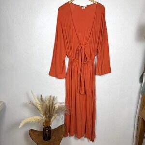 Free People Beach Endless Nights Maxi Dress Womens Small Orange Cotton Boho Art